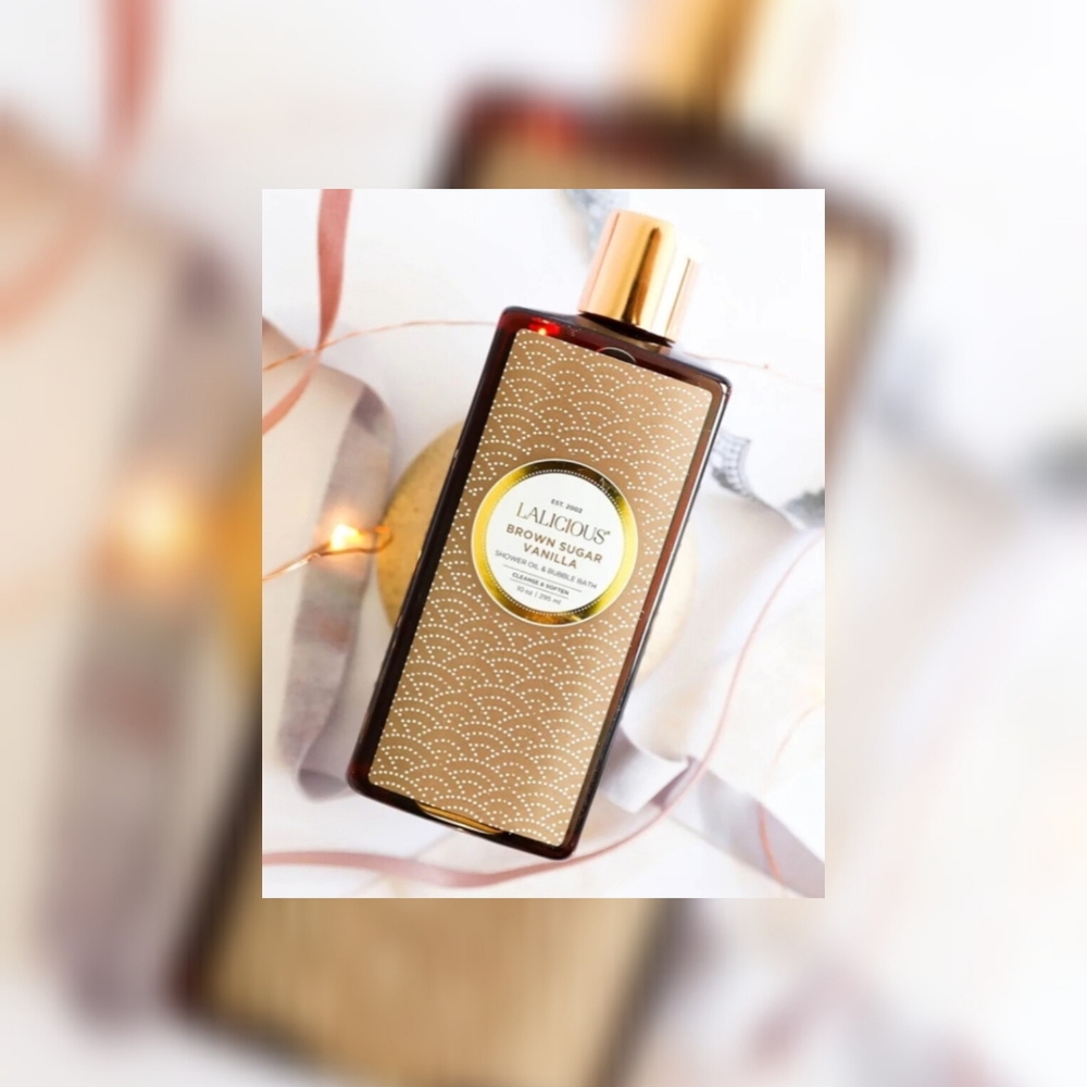 LALICIOUS Brown Sugar Vanilla Shower Oil & Bubble Bath New!